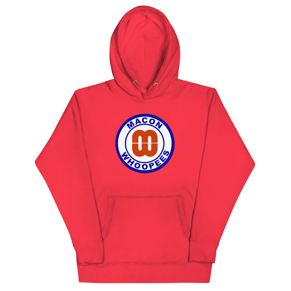 Macon Whoopees Hoodie (Premium) with the round blue logo with an orange W on the front, view 2