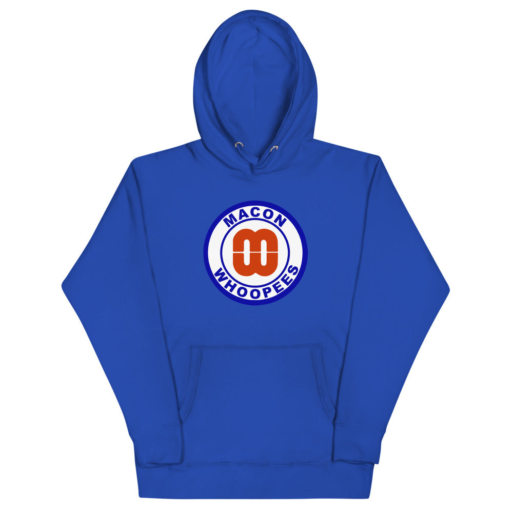 Macon Whoopees Hoodie (Premium) with the round blue logo with an orange W on the front, view 3