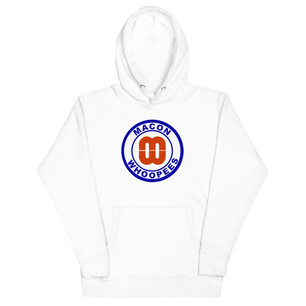 Macon Whoopees Hoodie (Premium) with the round blue logo with an orange W on the front, view 4