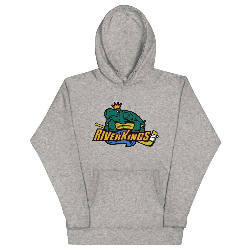 Memphis/Mississippi RiverKings 2000s Style Hoodie (Premium) with the crowned green catfish over gold script lettering on the front, view 3
