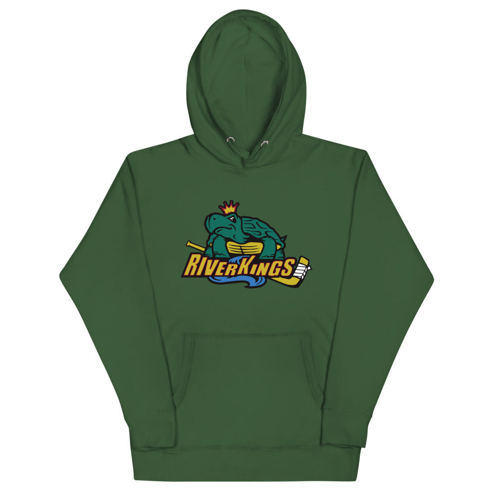 Memphis/Mississippi RiverKings 2000s Style Hoodie (Premium) with the crowned green catfish over gold script lettering on the front