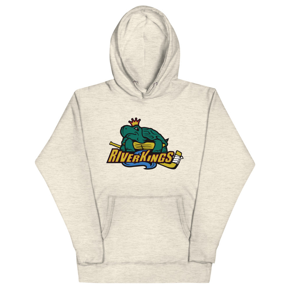 Memphis/Mississippi RiverKings 2000s Style Hoodie (Premium) with the crowned green catfish over gold script lettering on the front, view 4