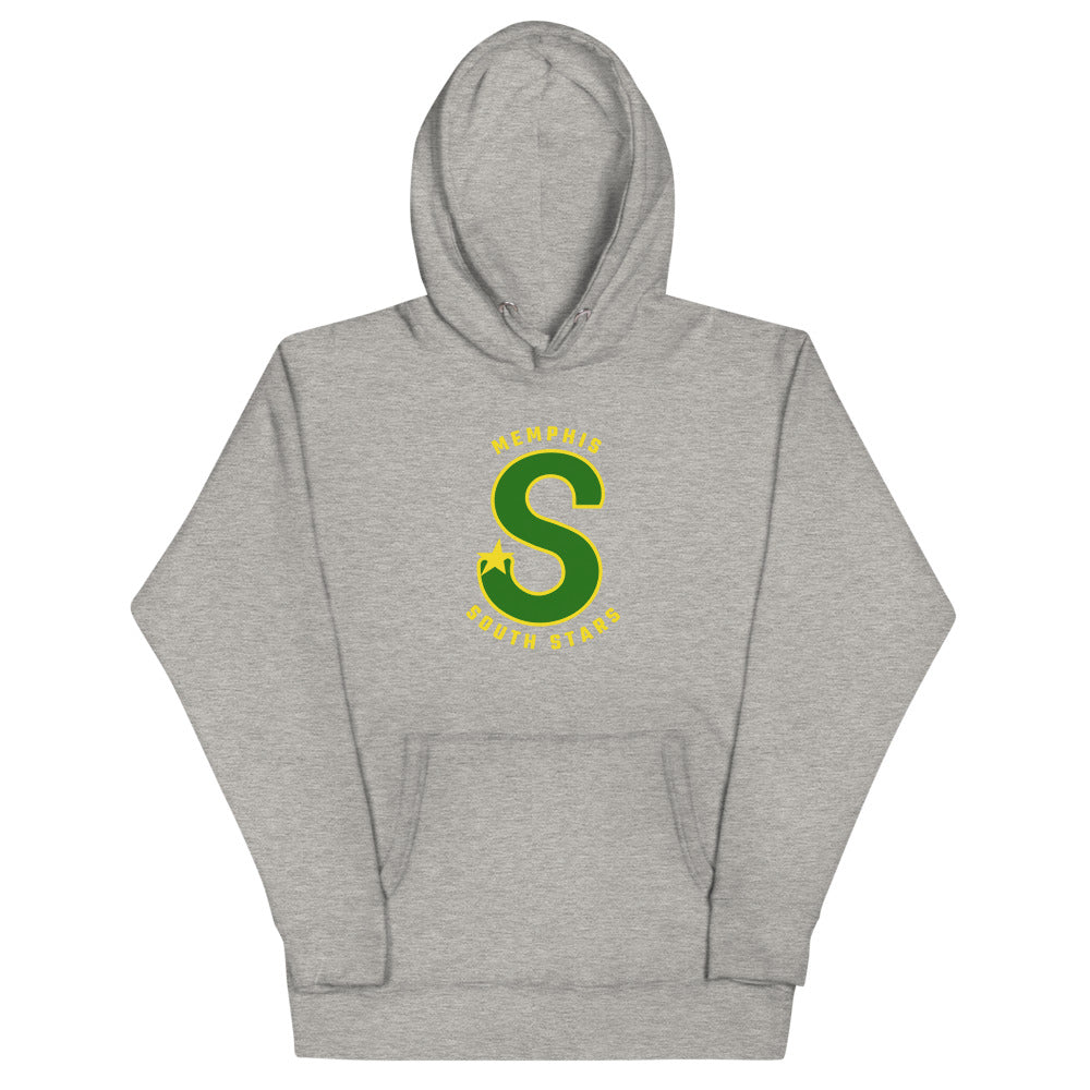 Memphis South Stars Hoodie (Premium) with the green S with a gold star on the front, view 2