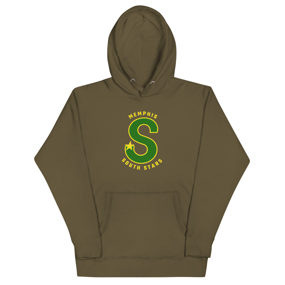 Memphis South Stars Hoodie (Premium) with the green S with a gold star on the front