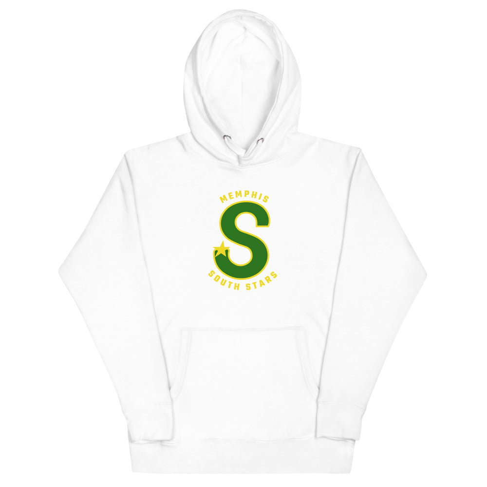 Memphis South Stars Hoodie (Premium) with the green S with a gold star on the front, view 3