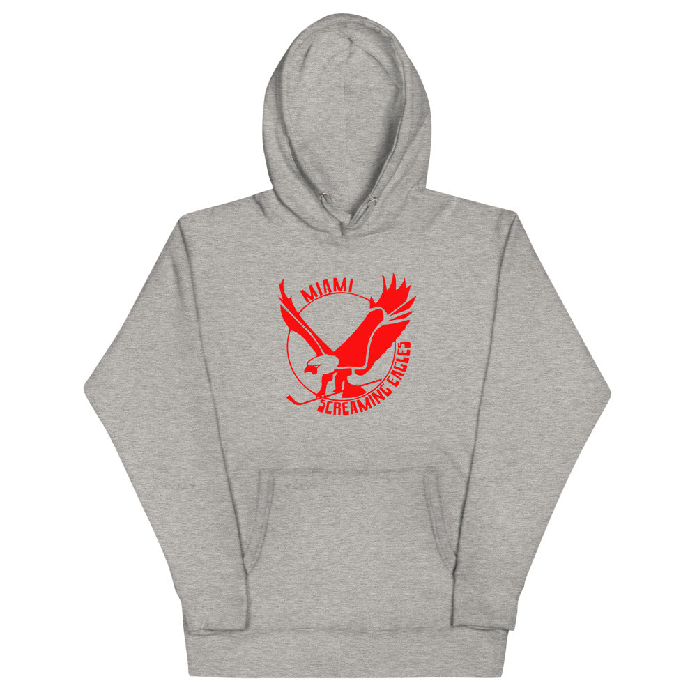 Miami Screaming Eagles Hoodie (Premium) with the red screaming eagle in flight on the front