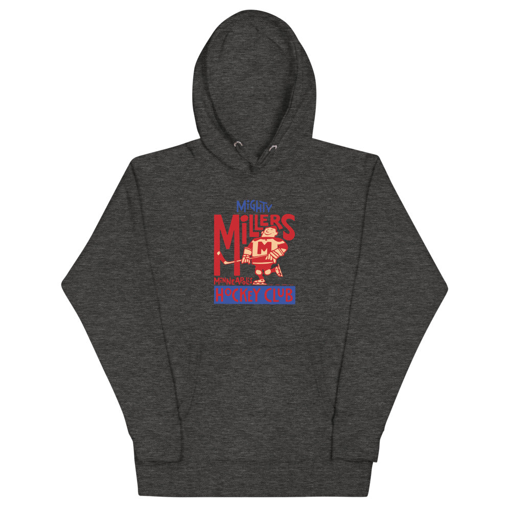 Minneapolis Mighty Millers Hoodie (Premium) with the vintage red player with stacked lettering on the front, view 4