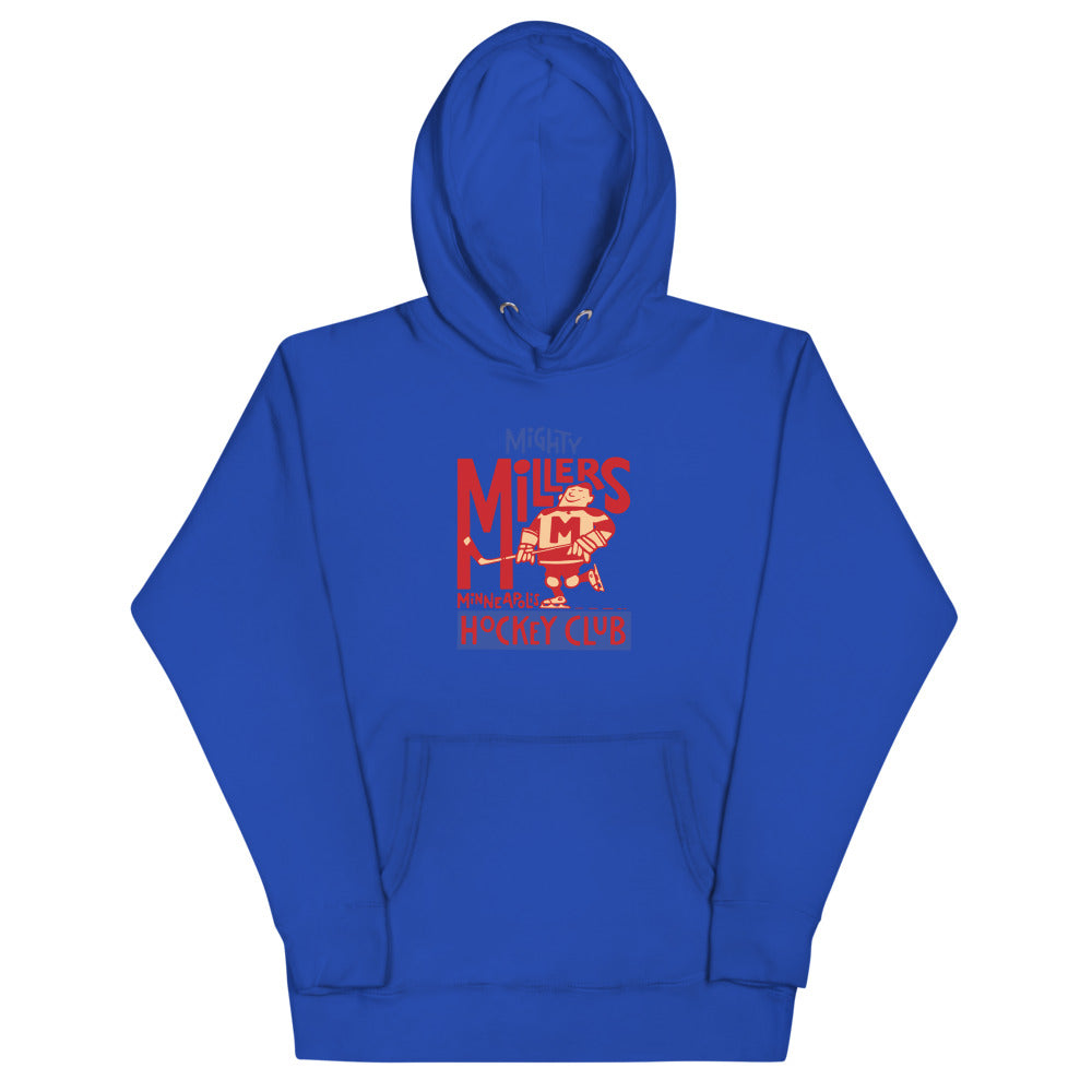 Minneapolis Mighty Millers Hoodie (Premium) with the vintage red player with stacked lettering on the front, view 5