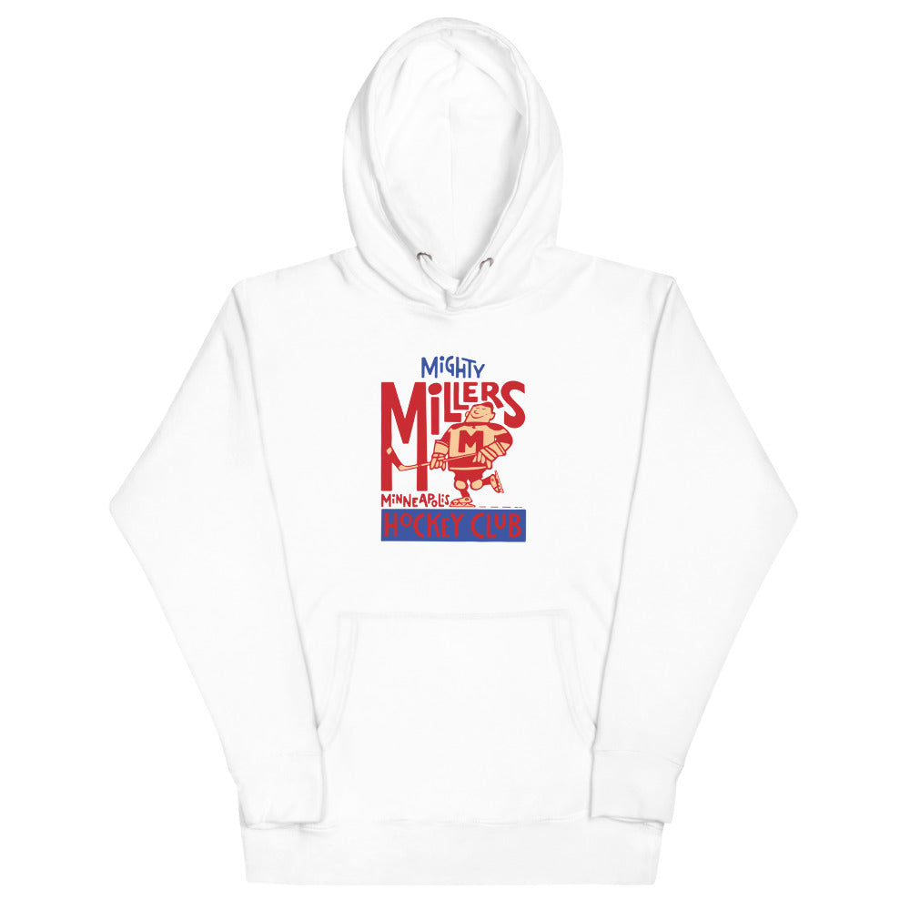 Minneapolis Mighty Millers Hoodie (Premium) with the vintage red player with stacked lettering on the front, view 6