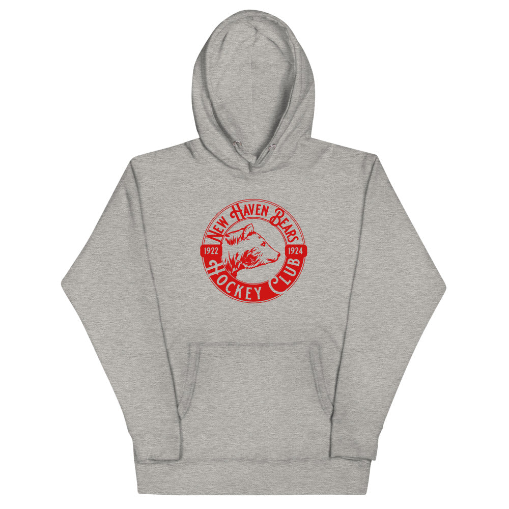 New Haven Bears Hoodie (Premium) with the round red logo of a bear on the front, view 2