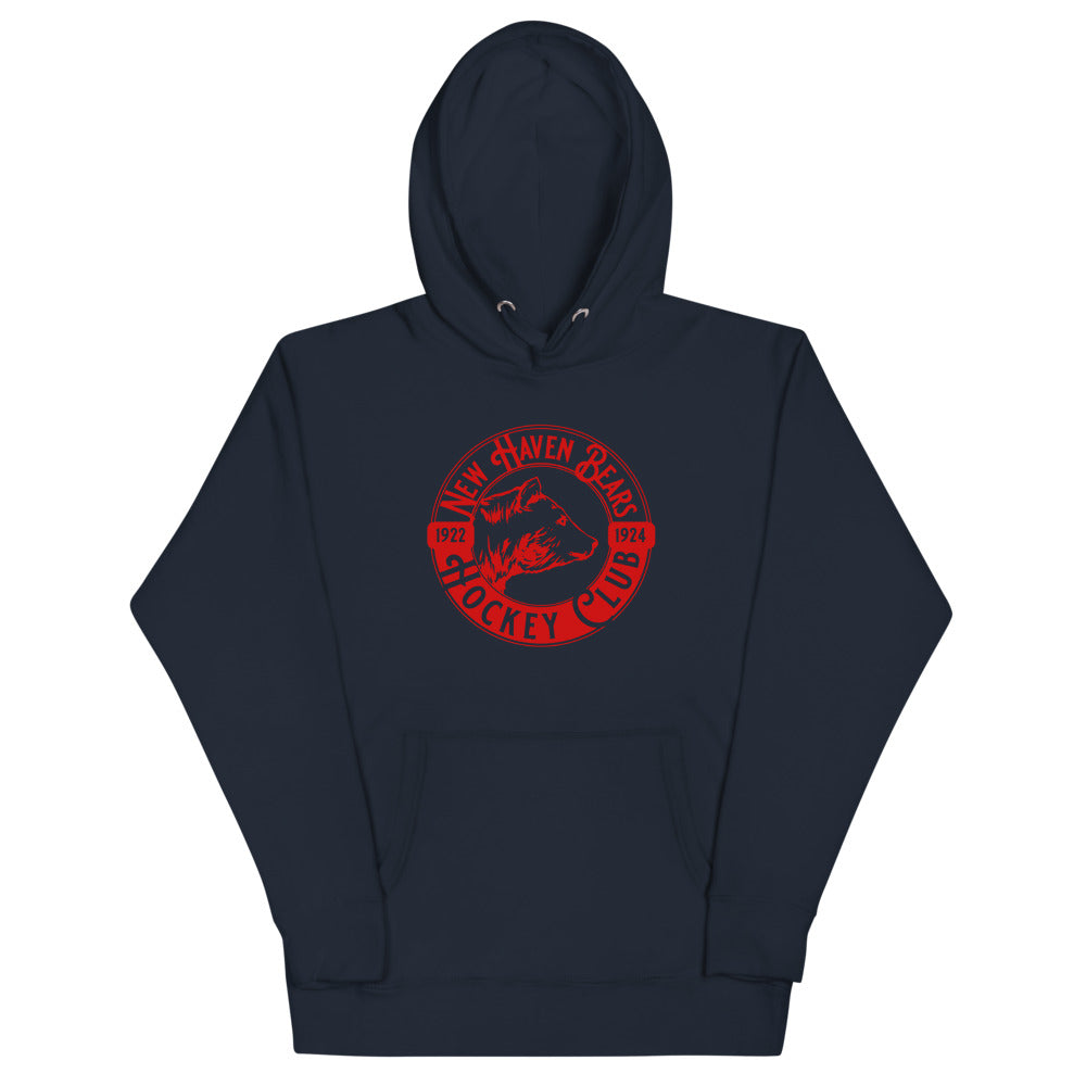 New Haven Bears Hoodie (Premium) with the round red logo of a bear on the front