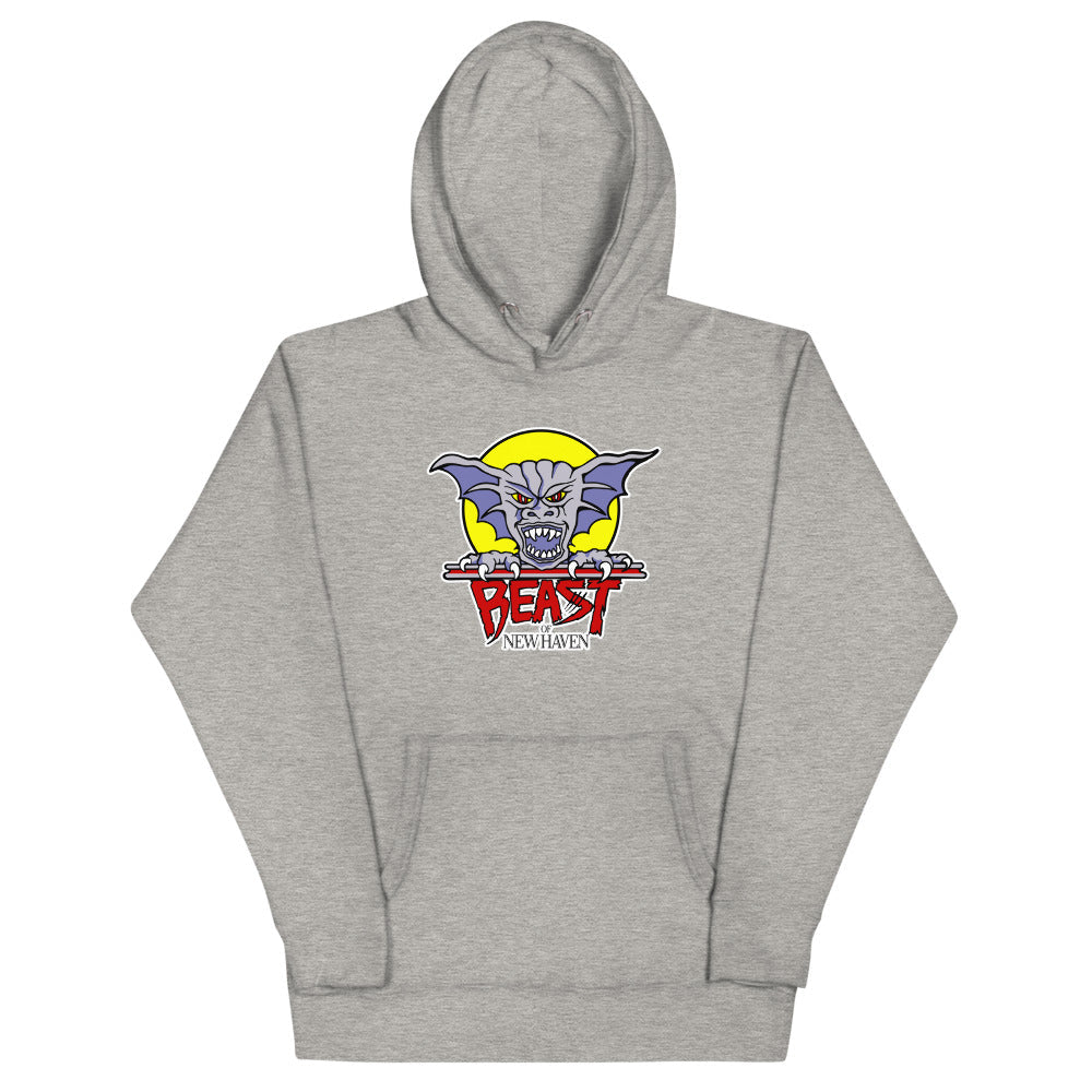 New Haven Beast Hoodie (Premium) with the purple gargoyle over a red wordmark on the front