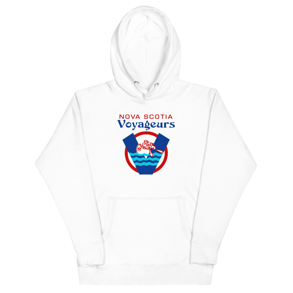 Nova Scotia Voyageurs Hoodie (Premium) with the blue V over waves in a red circle on the front