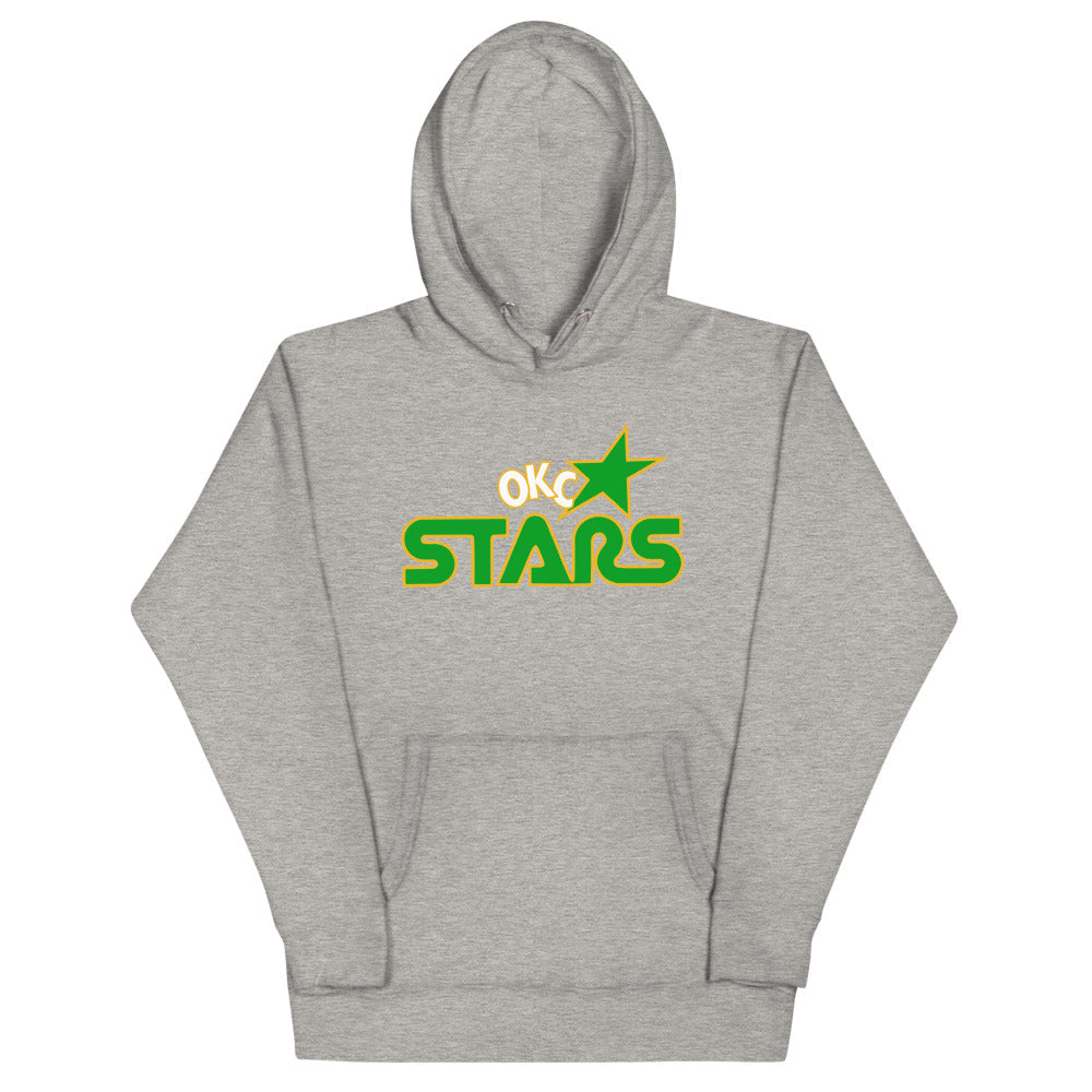 Oklahoma City Stars Hoodie (Premium) with the green STARS lettering with a gold star on the front, view 2
