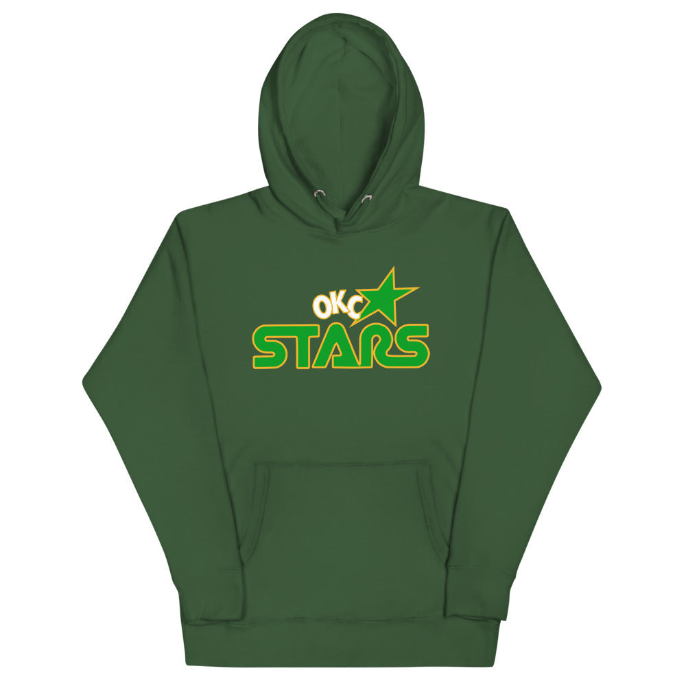 Oklahoma City Stars Hoodie (Premium) with the green STARS lettering with a gold star on the front