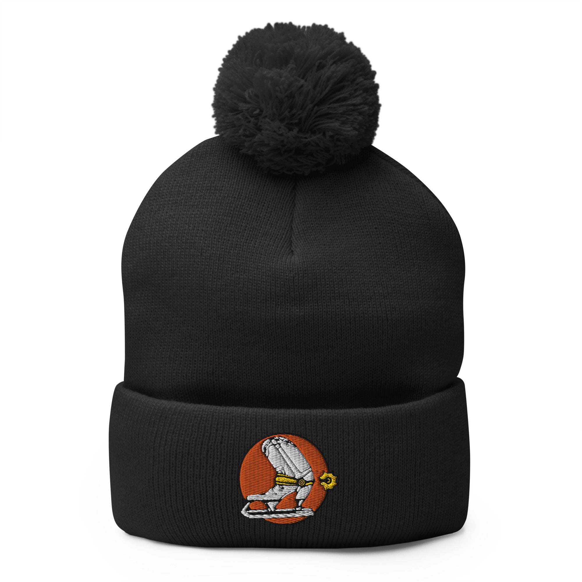 CLEARANCE Denver Spurs Beanie - One Size in black with the small embroidered orange cowboy boot skate logo on the front