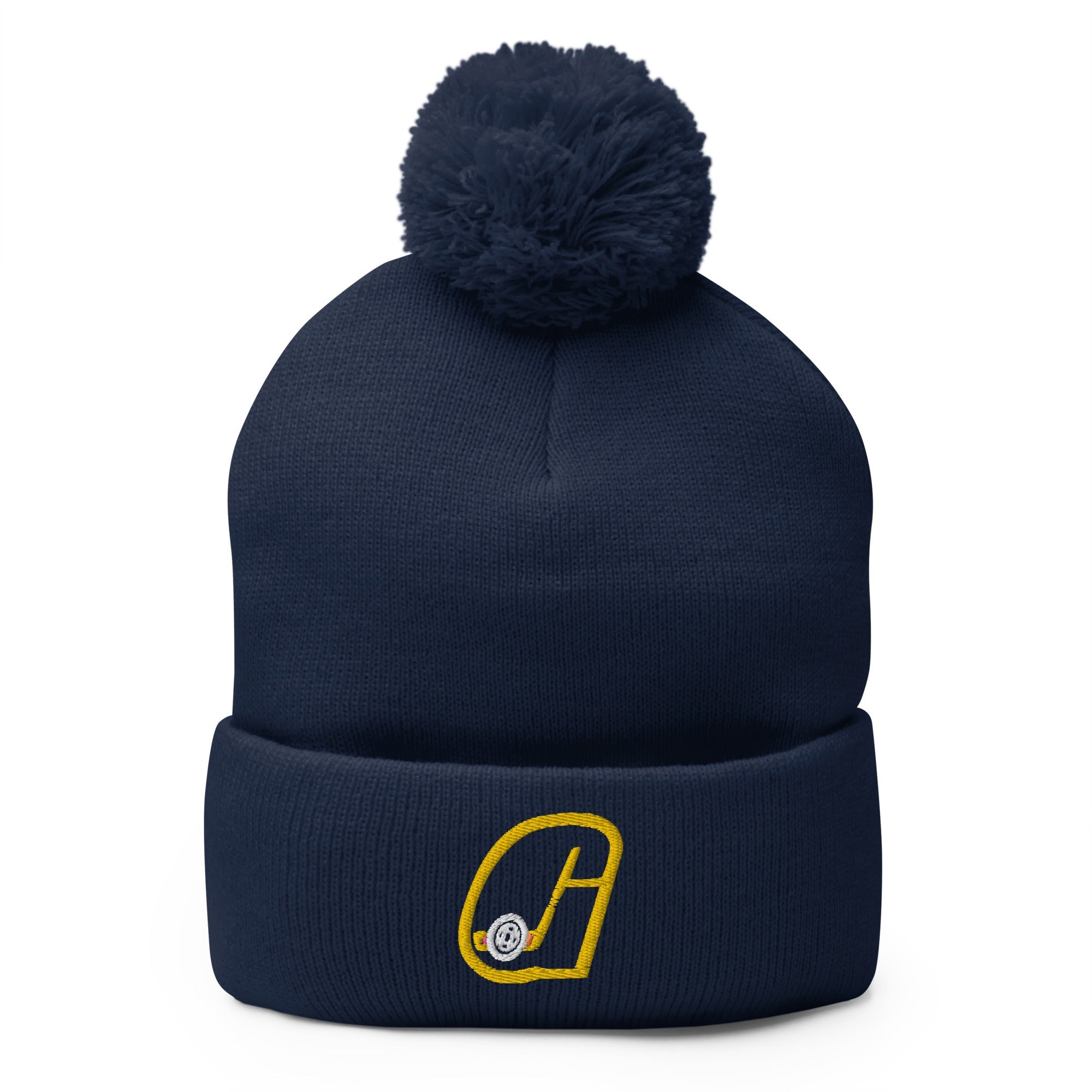 CLEARANCE Flint Generals 1970s Beanie - One Size in navy with the small embroidered gold G logo with a puck on the front