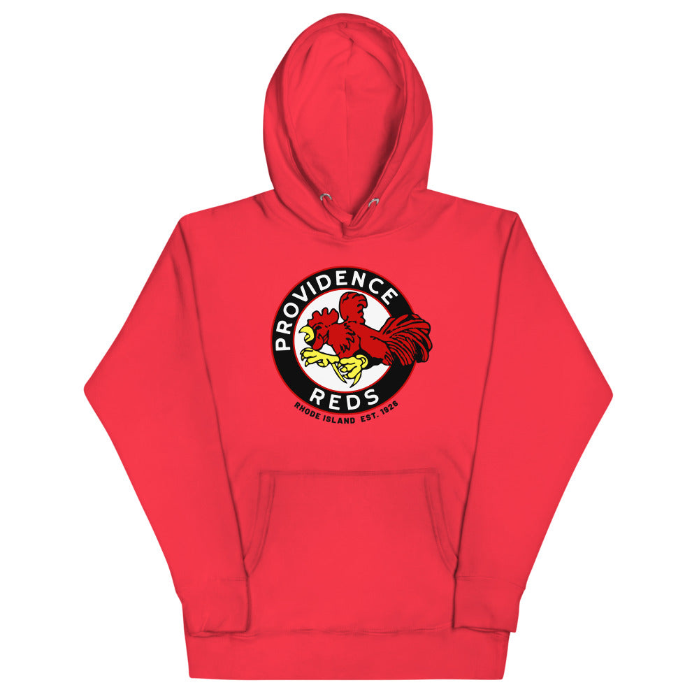 Providence Reds Hoodie (Premium) with the round badge with a red rooster on the front