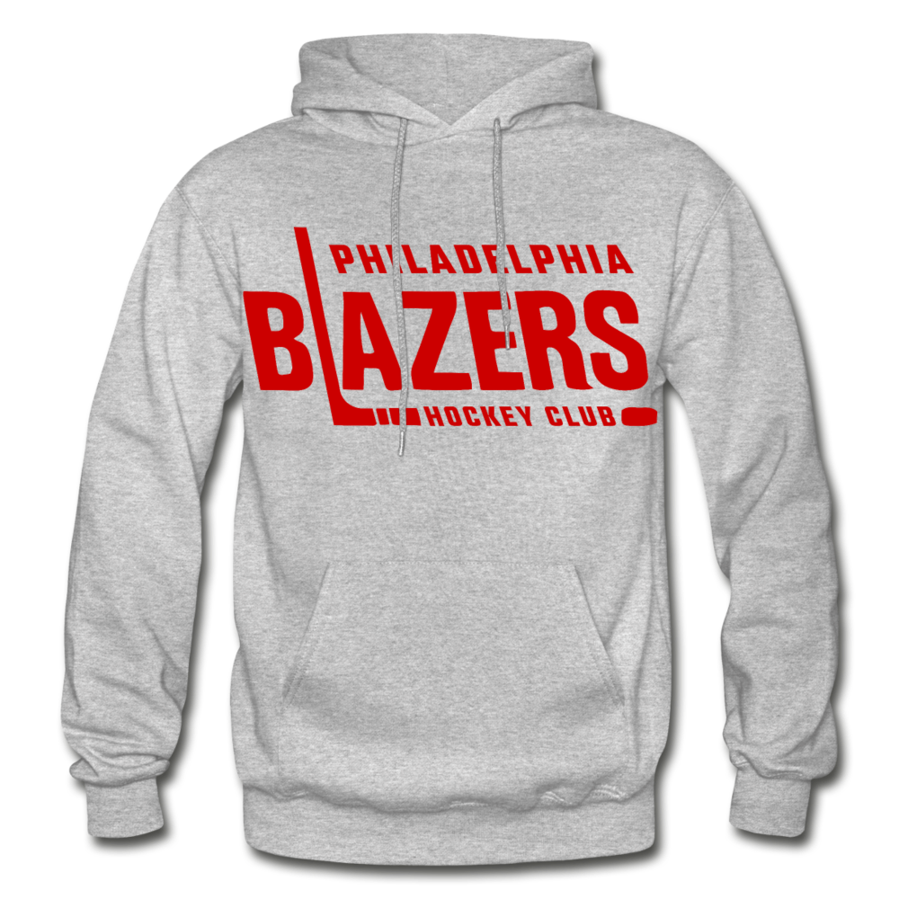 CLEARANCE Philadelphia Blazers Text Hoodie in heather grey with the red block wordmark with a stick-shaped L on the front