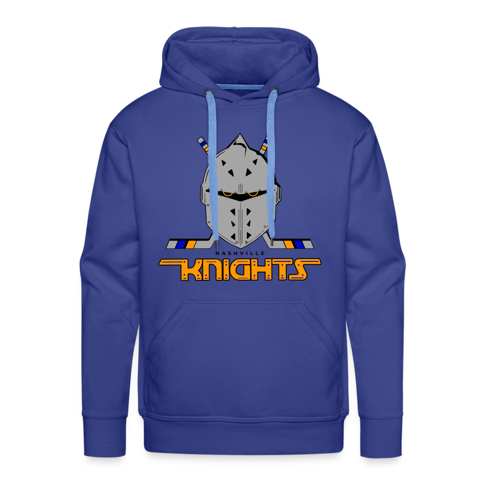 CLEARANCE Nashville Knights 1989 Hoodie (Premium) in royal blue with the silver knight helmet over crossed gold sticks on the front