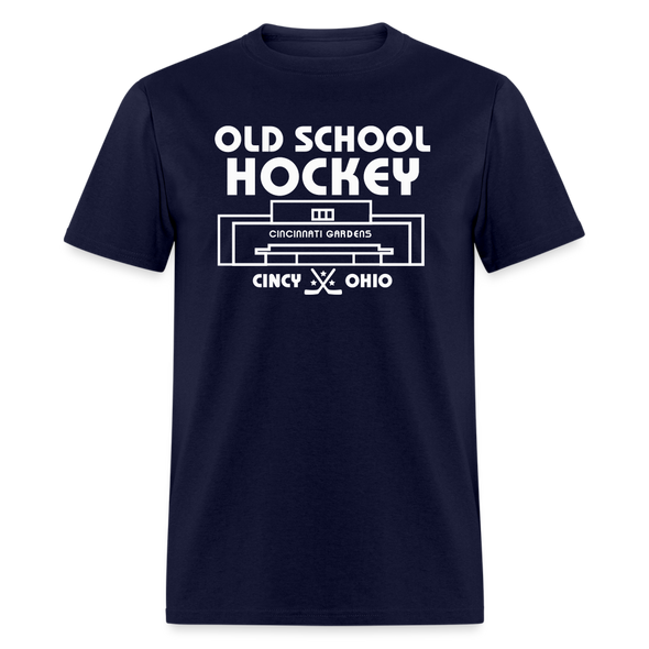 Cincinnati Gardens Old School Hockey T-Shirt - navy