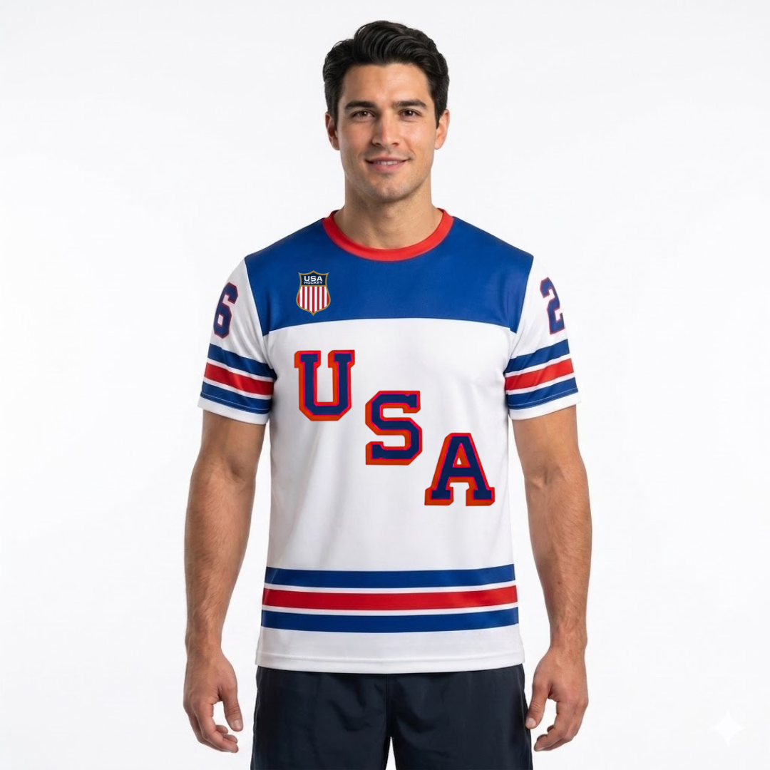 USA Hockey Officially Licensed 2026 Jersey Replica White T-shirt
