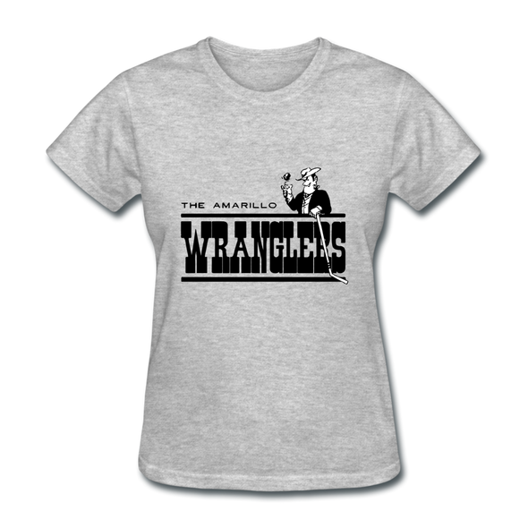 Amarillo Wranglers Black Logo Women's T-Shirt (CHL) - heather gray