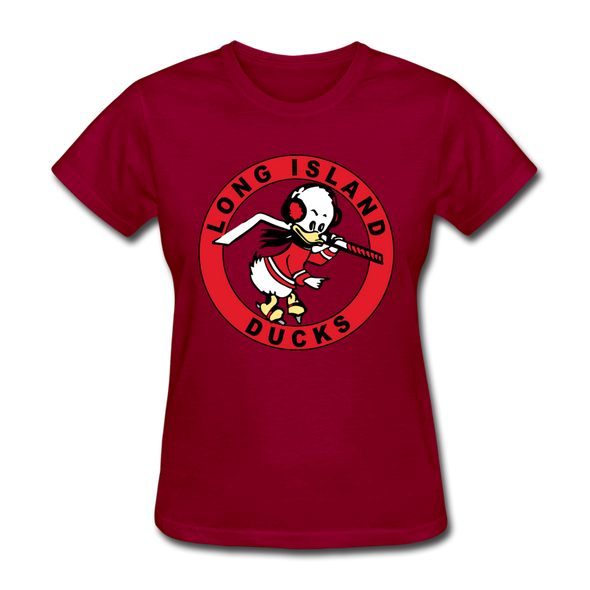 Long Island Ducks 1960s Logo Women's T-Shirt (EHL) - dark red