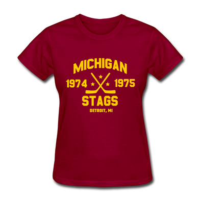 Michigan Stags Dated Women's T-Shirt (WHA) - dark red
