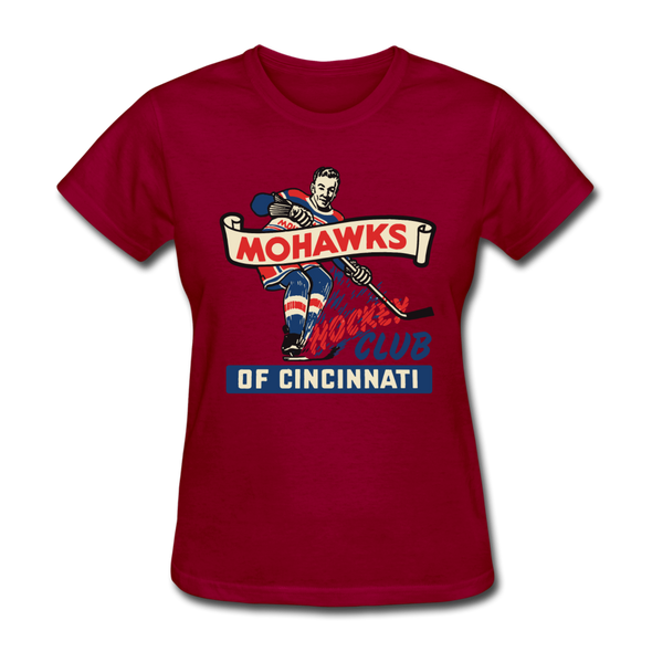 Cincinnati Mohawks Logo Women's T-Shirt (IHL) - dark red