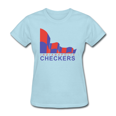 Indianapolis Checkers Logo Women's T-Shirt (CHL) - powder blue