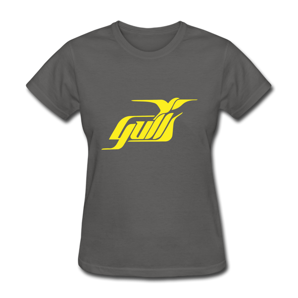 Hampton Gulls Yellow Logo Women's T-Shirt (SHL) - charcoal
