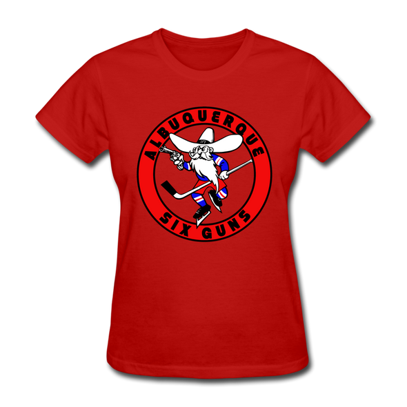Albuquerque Six Guns Text Logo Women's T-Shirt (CHL) - red