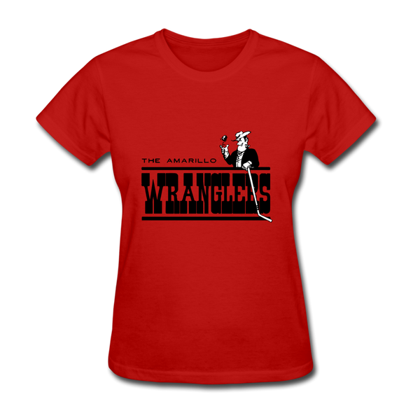 Amarillo Wranglers Black Logo Women's T-Shirt (CHL) - red
