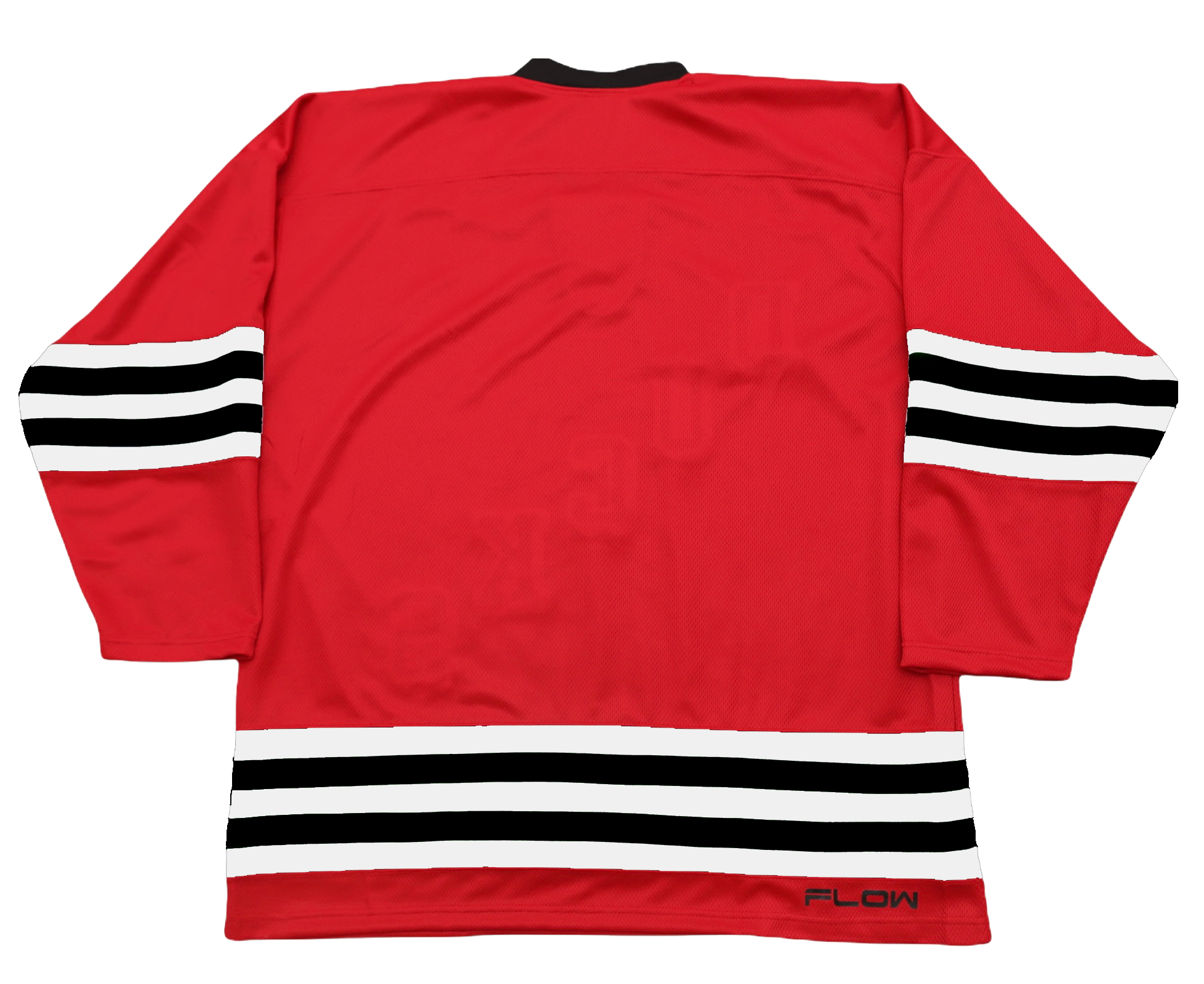 Long Island Ducks 1965-66 Jersey (BLANK - PRE-ORDER) in red with black and white retro striping on sleeves and hem