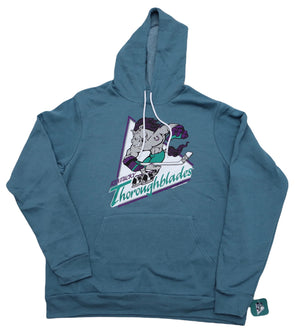 Kentucky Thoroughblades™ Hoodie (Premium Fleece) in blue with vintage hockey mascot and front pocket hooded design