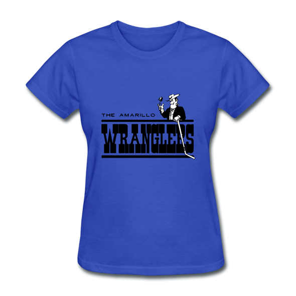 Amarillo Wranglers Black Logo Women's T-Shirt (CHL) - royal blue