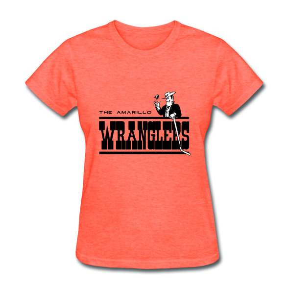 Amarillo Wranglers Black Logo Women's T-Shirt (CHL) - heather coral