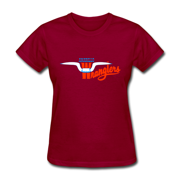 Amarillo Wranglers Logo Women's T-Shirt (SWHL) - dark red