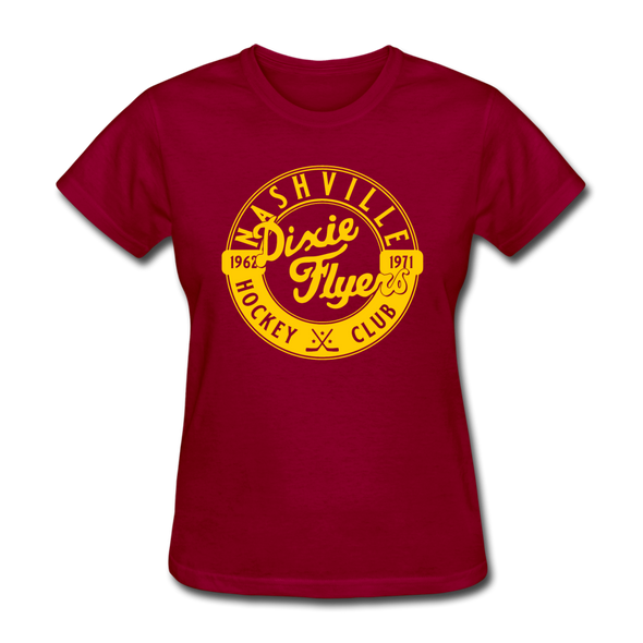 Nashville Dixie Flyers Circular Dates Women's T-Shirt - dark red