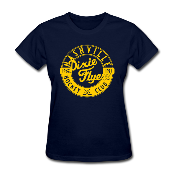 Nashville Dixie Flyers Circular Dates Women's T-Shirt - navy