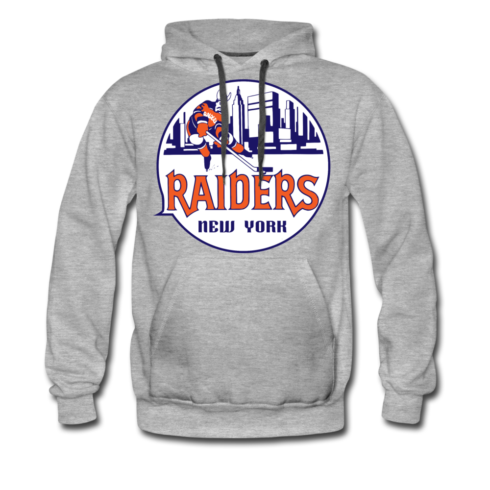 New York Raiders Logo Premium Hoodie (Single Sided Printing) - heather gray