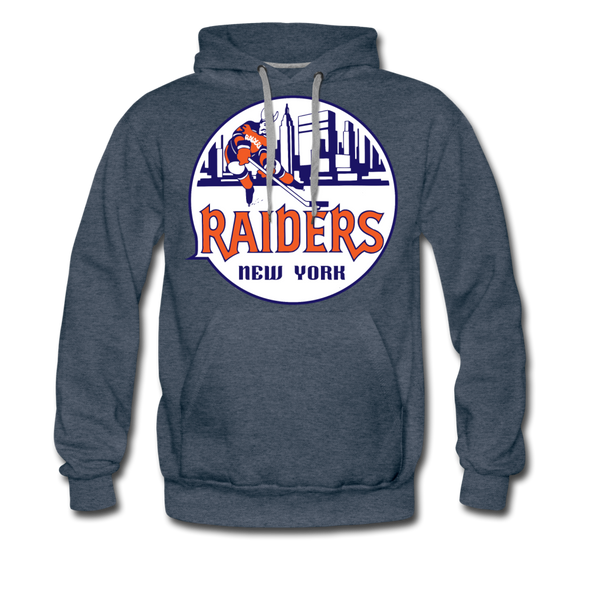 New York Raiders Logo Premium Hoodie (Single Sided Printing) - heather denim