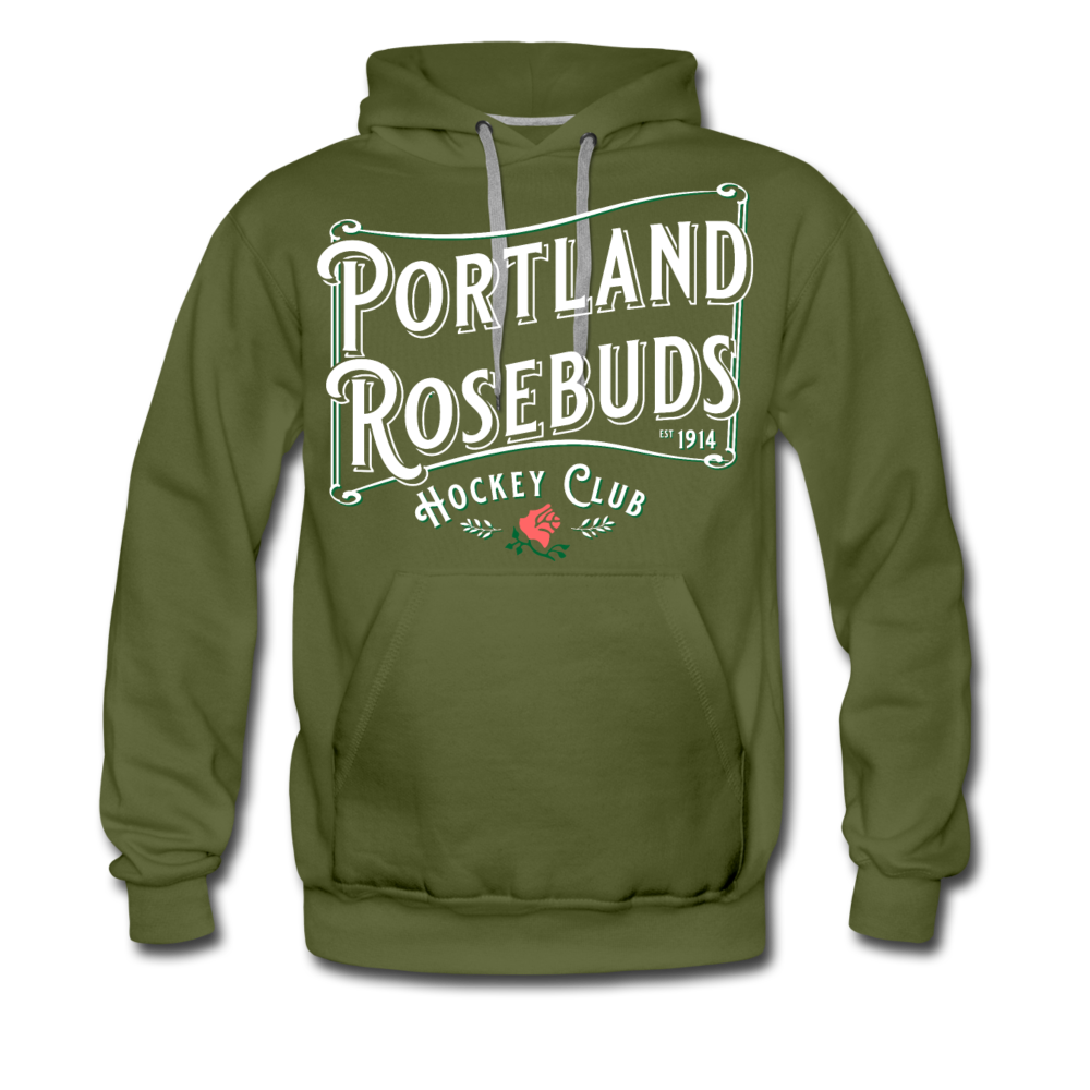 Portland Rosebuds Retro Hoodie (Premium) - olive green