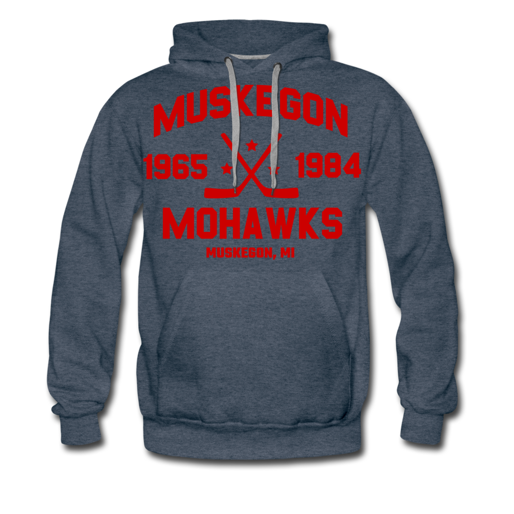 Muskegon Mohawks Dated Hoodie (Premium) - heather denim