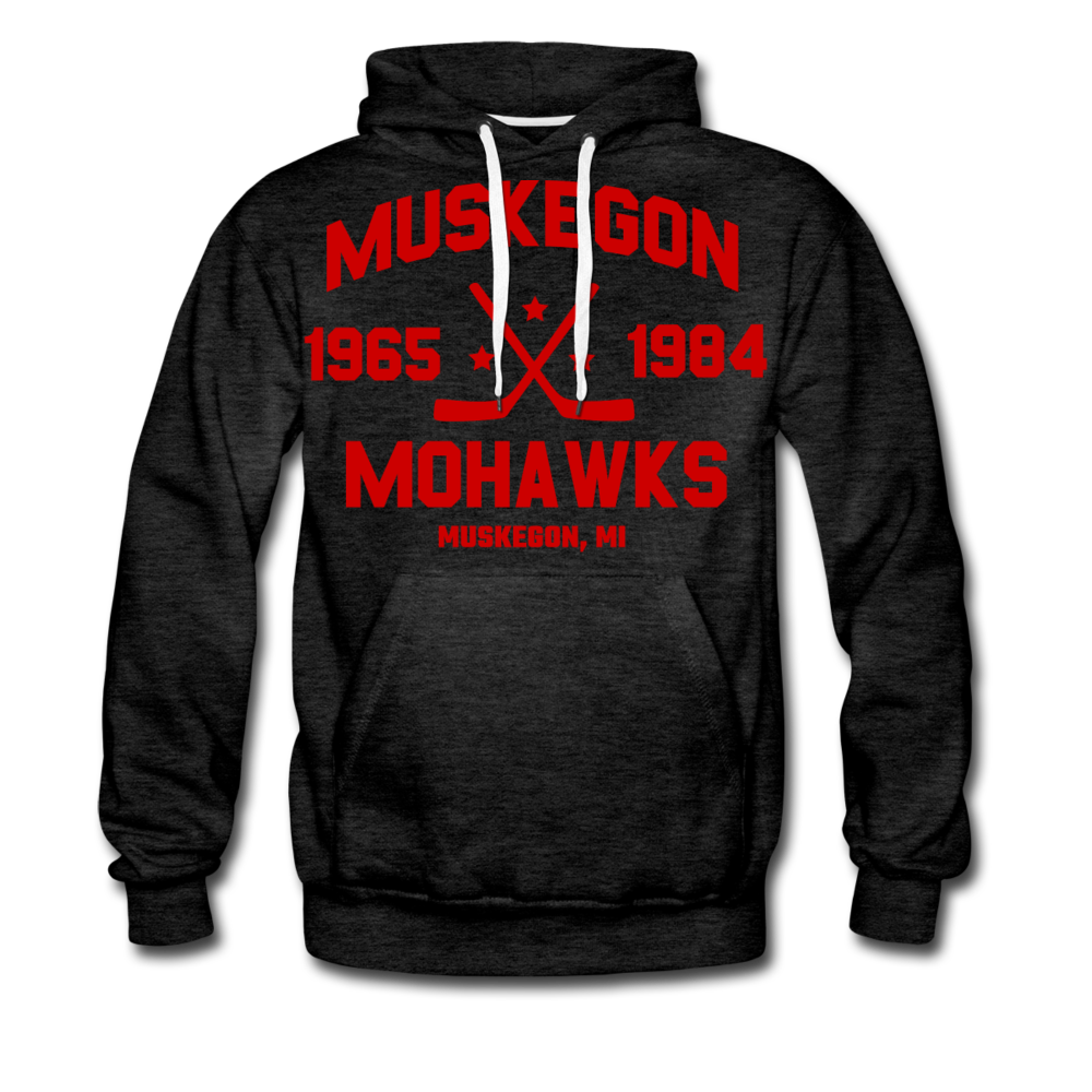 Muskegon Mohawks Dated Hoodie (Premium) - charcoal gray