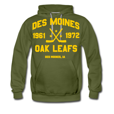 Des Moines Oak Leafs Double Sided Hoodie (Premium) - olive green