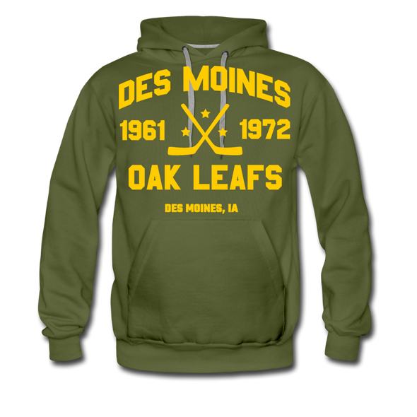 Des Moines Oak Leafs Double Sided Hoodie (Premium) - olive green