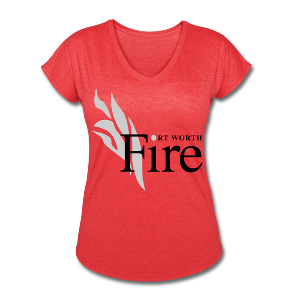 Fort Worth Fire Red Women's V-Neck (Tri-Blend) - heather red