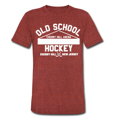 Cherry Hill Arena Old School Hockey T-Shirt (Tri-Blend Super Light) - heather cranberry